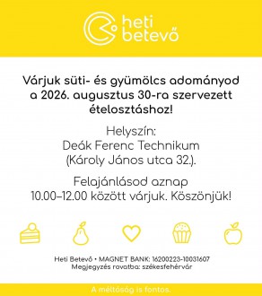 Heti betevő - tanszeradományt is osztanak augusztus 30-án