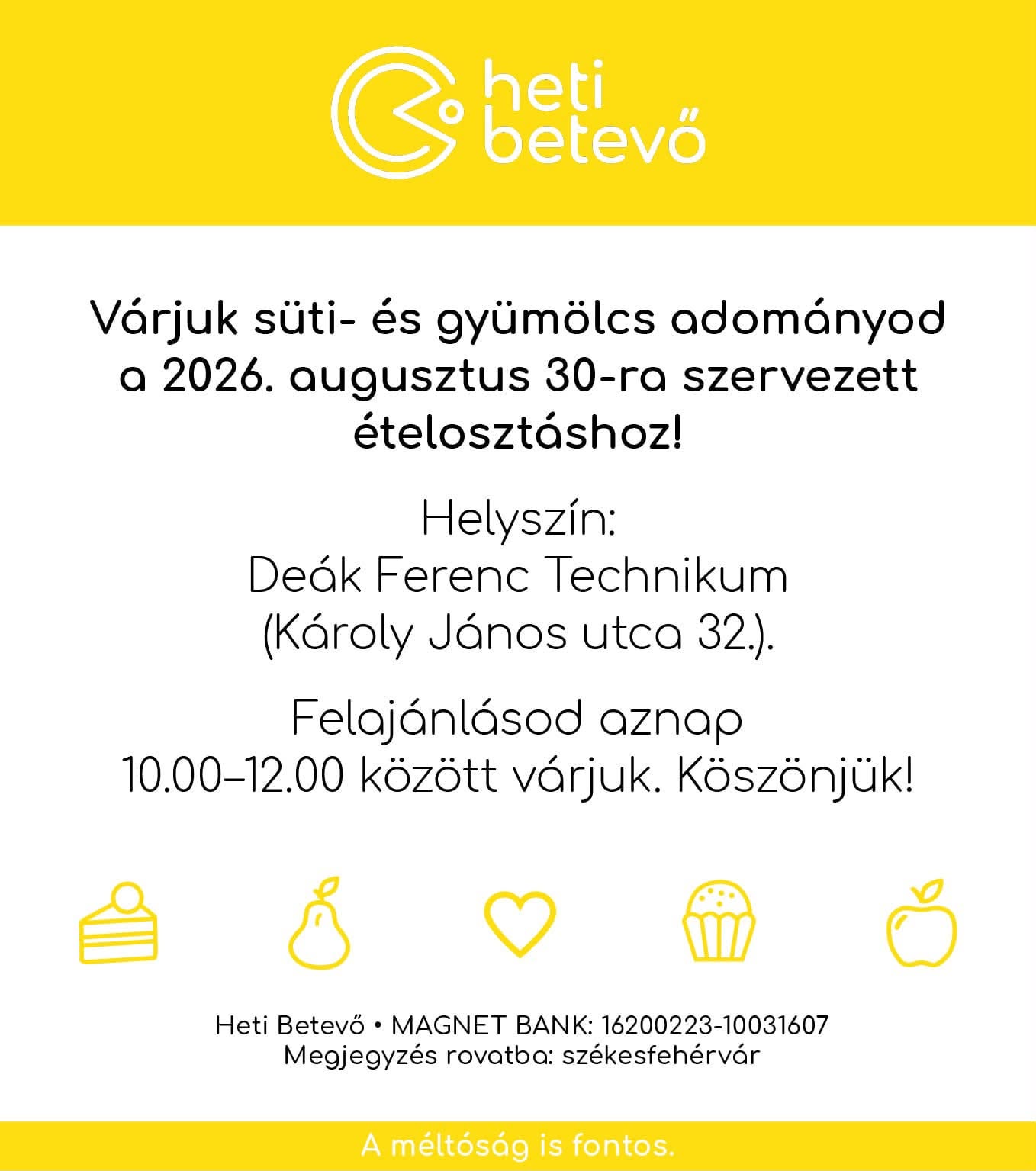Heti betevő - tanszeradományt is osztanak augusztus 30-án
