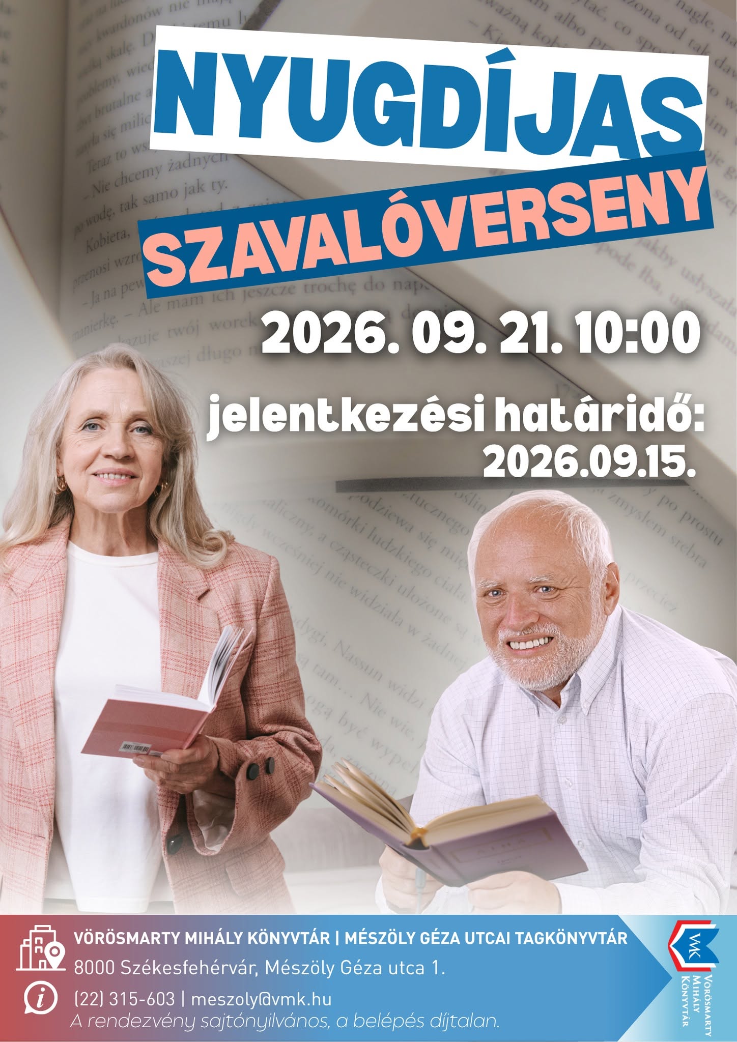 Nyugdíjas szavalóversenyt rendez a Mészöly Géza Utcai Tagkönyvtár