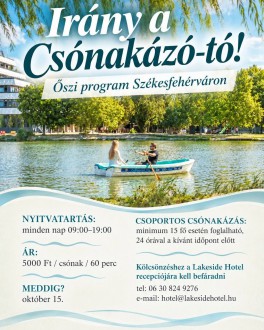 Ősszel is vízre szállhatunk Székesfehérváron - a hotel recepcióján lehet bérelni