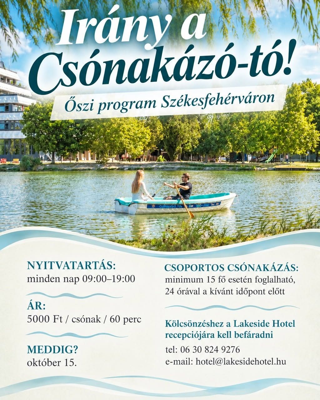 Ősszel is vízre szállhatunk Székesfehérváron - a hotel recepcióján lehet bérelni