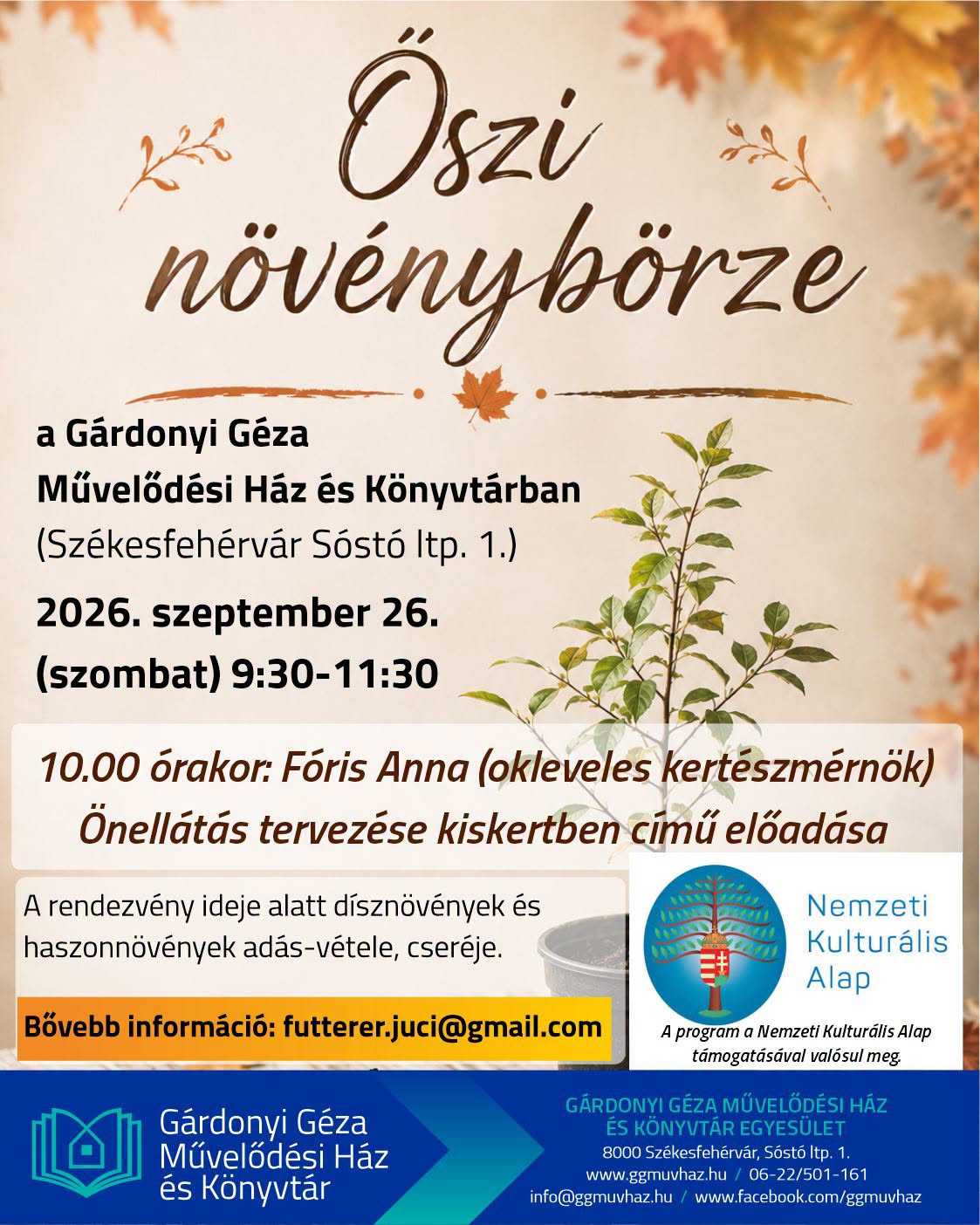 Őszi növénybörze vásárral, csereberével szombaton a Gárdonyi Géza Művházban