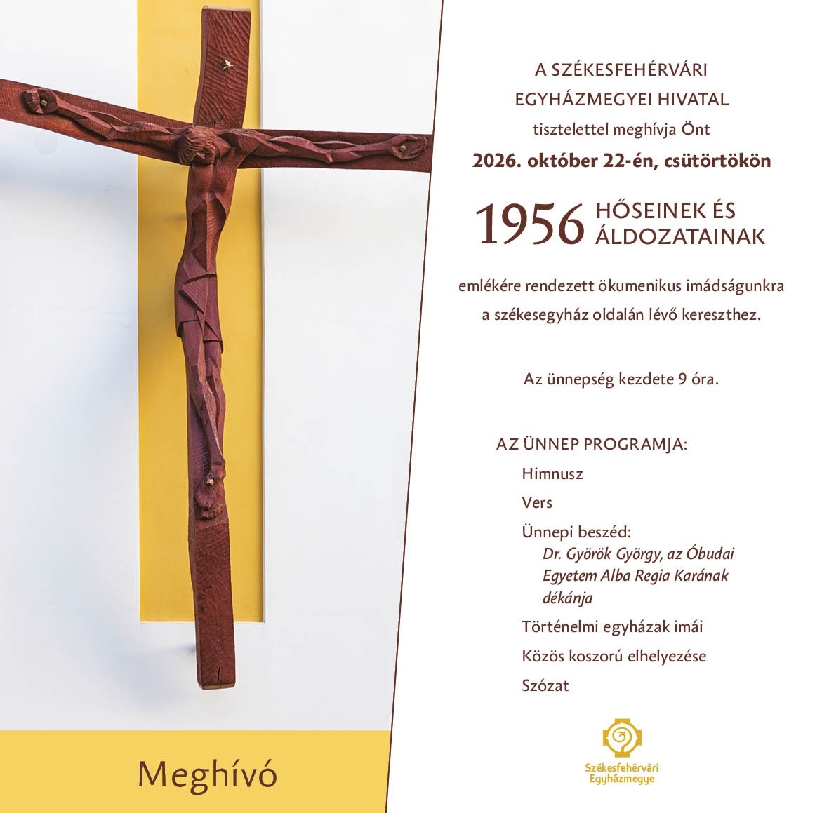 Imádságos megemlékezés az 56-os áldozatokról a forradalom 70. évfordulóján Székesfehérváron