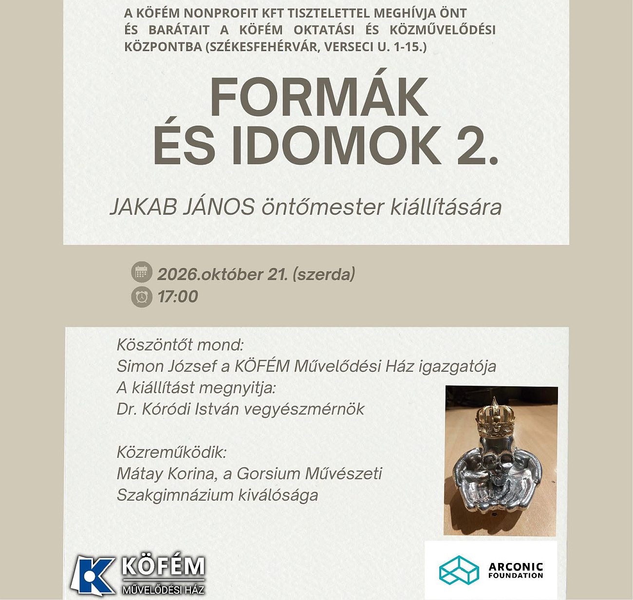Formák és Idomok 2 – Jakab János öntőmester kiállítása a Köfém Művelődési Házban