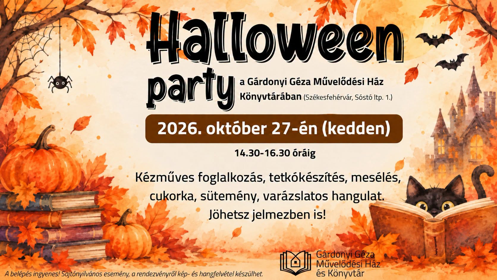 Halloween-parti lesz kedden a Gárdonyi Géza Művelődési Házban